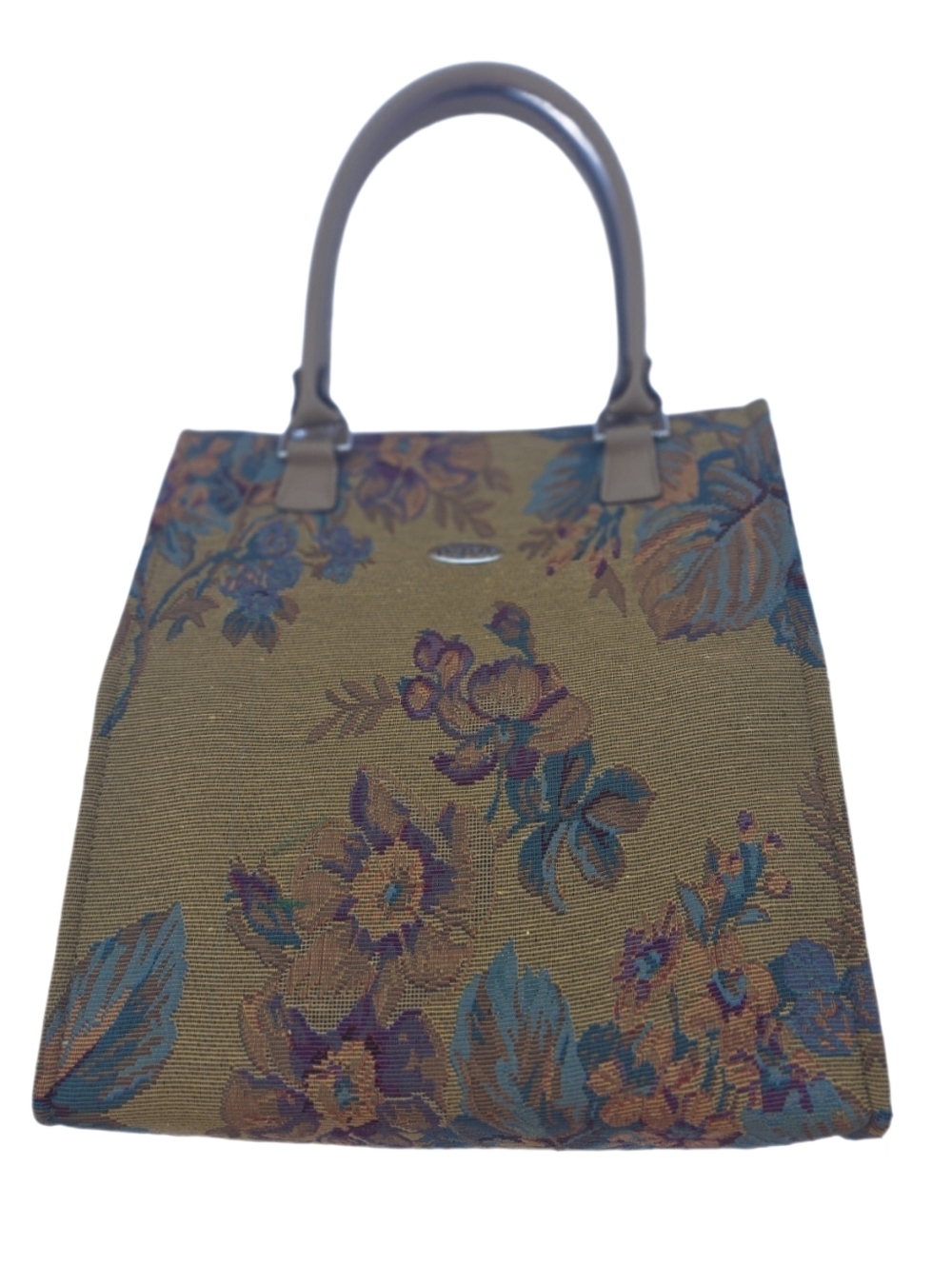 Vintage Pegasus Floral Tapestry Tote Bag - Earthy Tones & Vegan Leather Handles - Picture 10 of 15